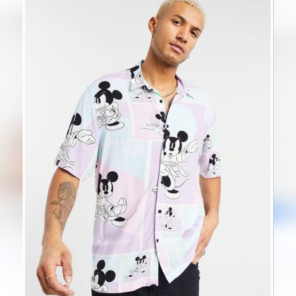 Bershka Disney Pastel Mickey Mouse Shirt Unisex. Size Oversize Small. - Picture 14 of 14